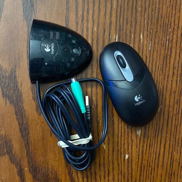LOGITECH Cordless Optical Mouse M-RAF95 Keyboard Receiver C-B017 UNTESTED - Picture 1 of 10